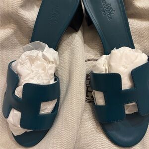 Hermes oasis Blue Slide Sandals